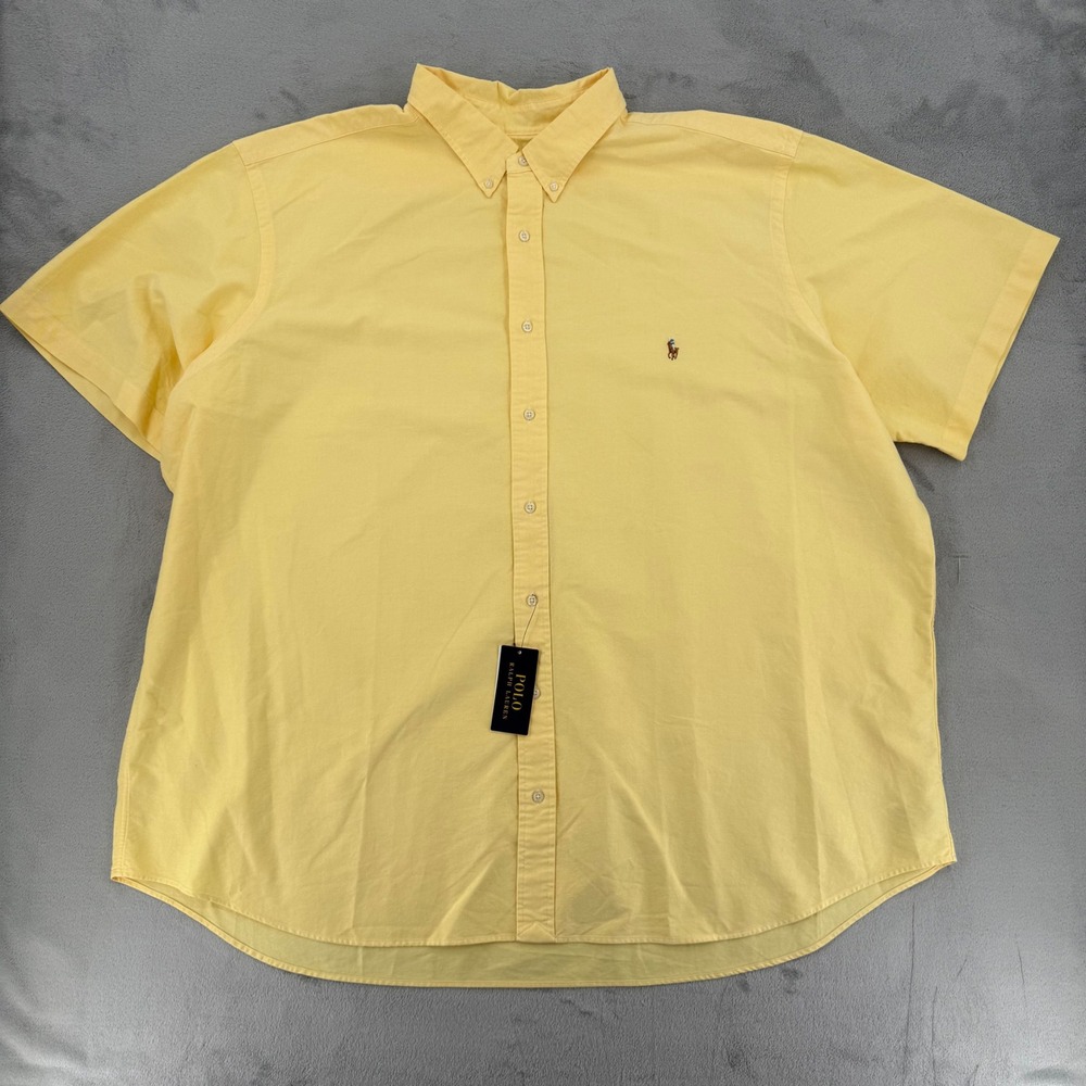 Polo Ralph Lauren Oxford Button Down Shirt Big & Tall Men 4XB Yellow Cotton NWT - Picture 2 of 16